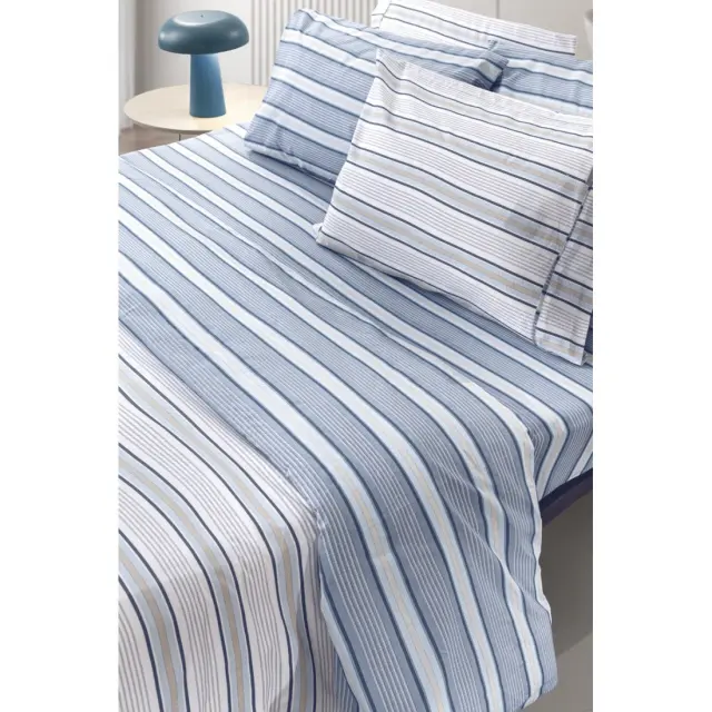 Σετ Σεντόνια King Size με Λάστιχο 4 Τεμαχίων Guy Laroche Pinstripe Denim 170x200+32 2