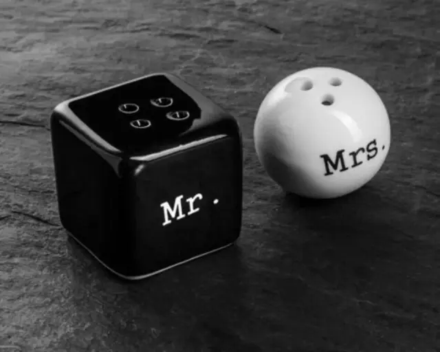 Κεραμικό Σετ Αλατοπίπερο Mr. & Mrs 2 Τεμάχια- Μαύρο/Άσπρο 2