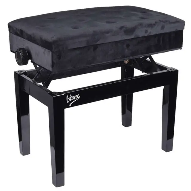 V-TONE BENCH 2 WL piano seat with storage compartment VELOUR BK 3