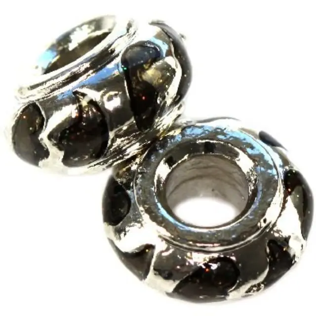 Μεταλλική Χάντρα Modular Black Leaves 7x13mm - 5τεμ