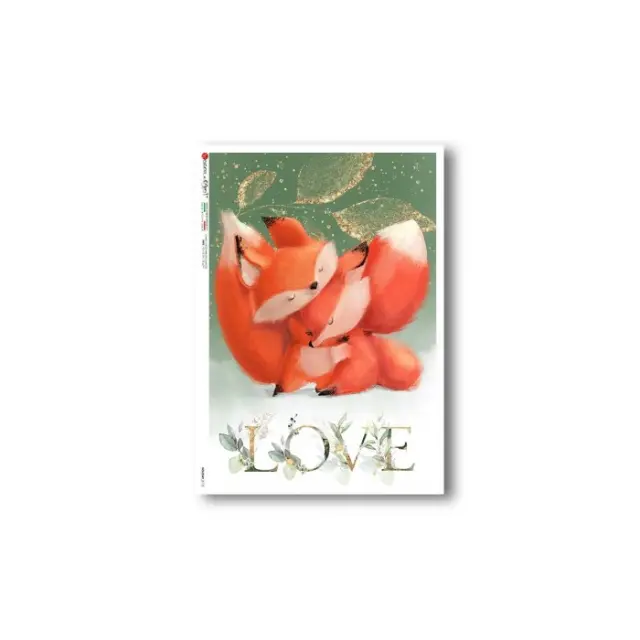 Ριζόχαρτο για Decoupage PaperD, Ερωτευμένες αλεπουδίτσες, 32x45cm