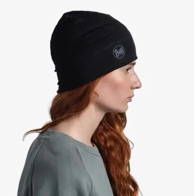 Buff Merino Lightweight Σκούφος Solid Black - One size 3