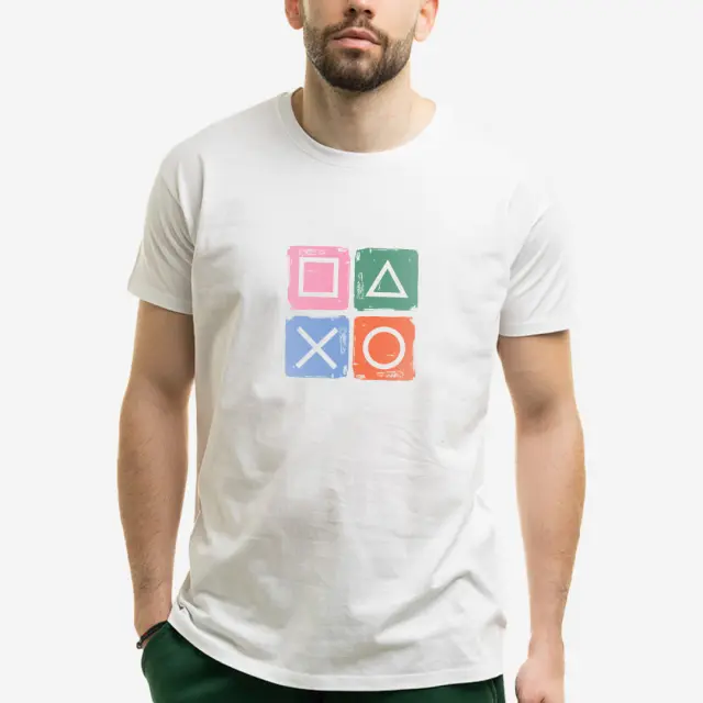 T-shirt Noshame® Λευκό με τύπωμα Playstation - 122320 - XXL