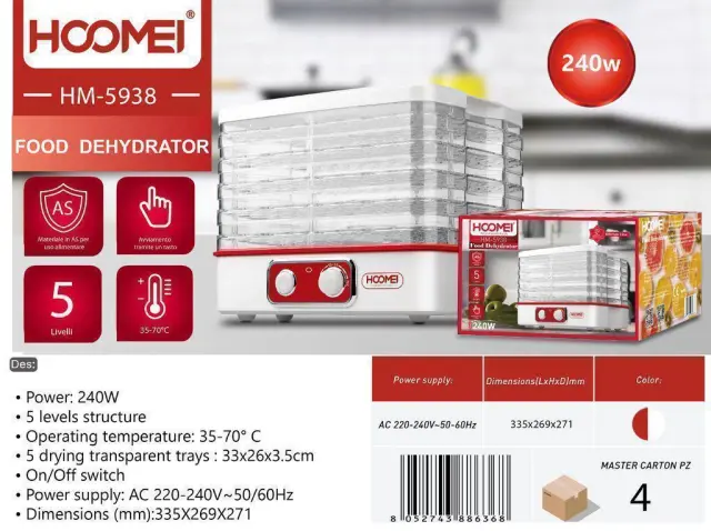 Αποξηραντής Τροφίμων Λευκός Hoomei HM-5938 - Hoomei 2
