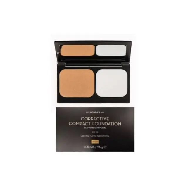 Korres Activated Charcoal Corrective Compact Foundation SPF20 Διορθωτικό Compact Make-Up ACCF3 με Ενεργό Άνθρακα για Ατέλειες και Ματ Αποτέλεσμα, 9,5gr
