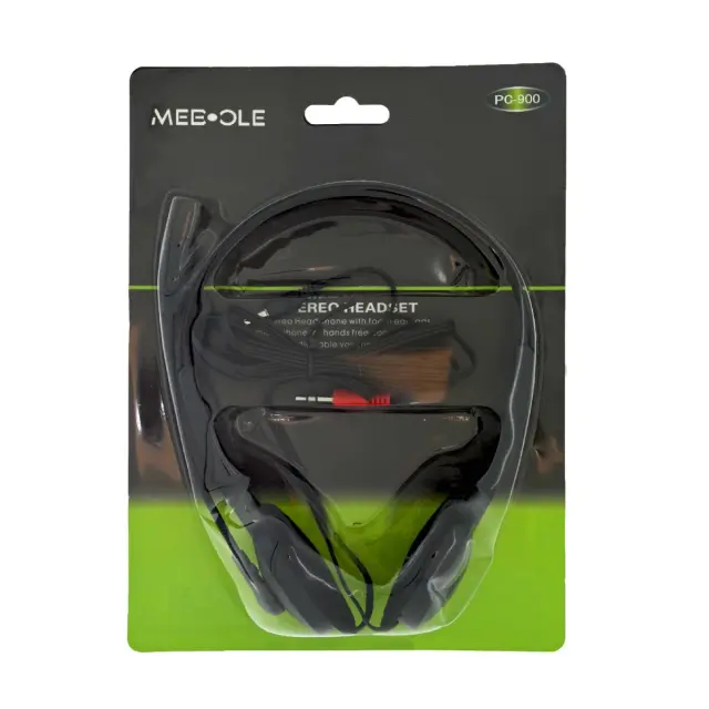 Ακουστικά Stereo Mee-Ole PC-900 με Μικρόφωνο και Διπλή Έξοδο 3.5mm Μαύρα 2