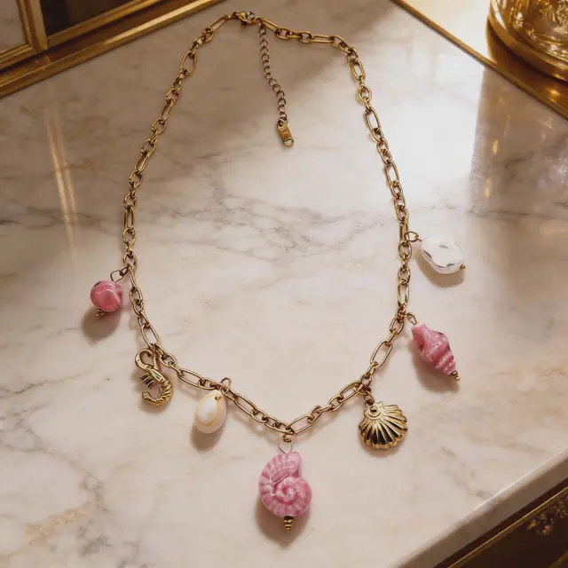 Pink Shells Charm Necklace