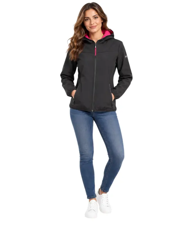 Norway Nautical School - Γυναικείο Softshell Μπουφάν 869644-BLKCIL Μαύρο/Ροζ 2