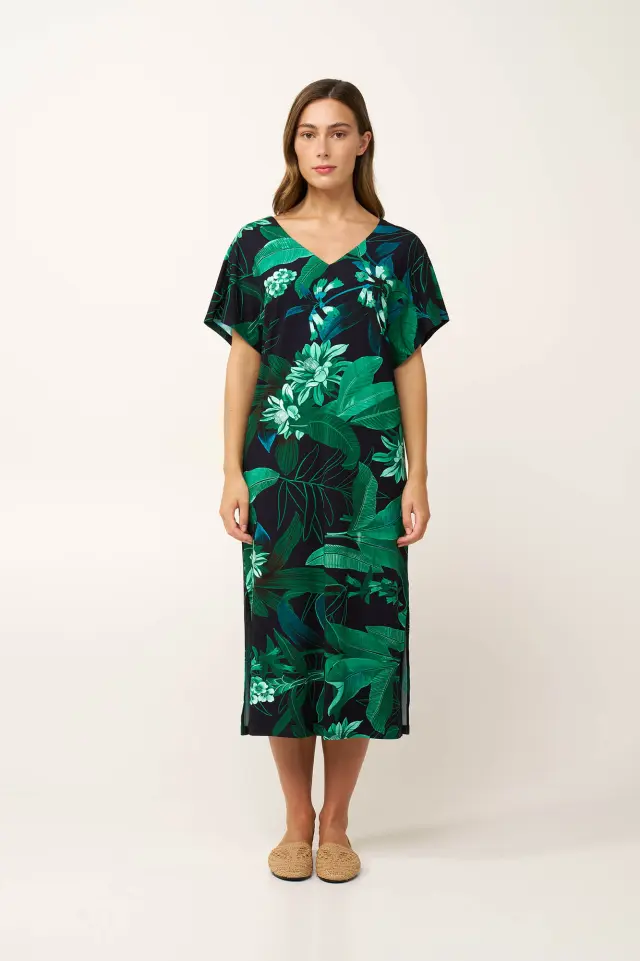 Μακρύ Καλοκαιρινό Φόρεμα Viscose Vamp 24473 BLUE 3