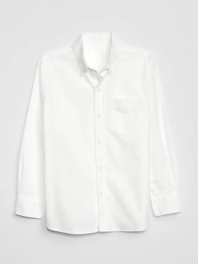 Άσπρο Παιδικό Uniform Oxford Μακρυμάνικο Πουκάμισο white - M