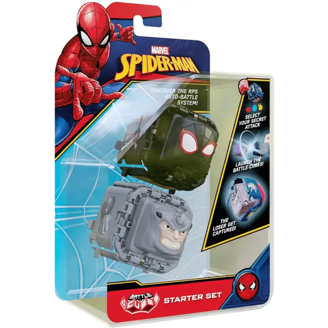 bot-i Marvel Spider-man Battle Cubes 2-pack, Miles Morales VS Rhino, Unleash Power, Launch Attack, 2 Cubes and 6 Tokens 37201