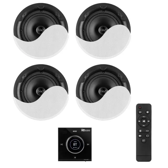 POWER DYNAMICS POWERLINE B100BSET ΣΕΤ ΕΝΤΟΙΧΙΖΟΜΕΝΟΥ ΕΝΙΣΧΥΤΗ ΜΕ 4 ΗΧΕΙΑ ΟΡΟΦΗΣ