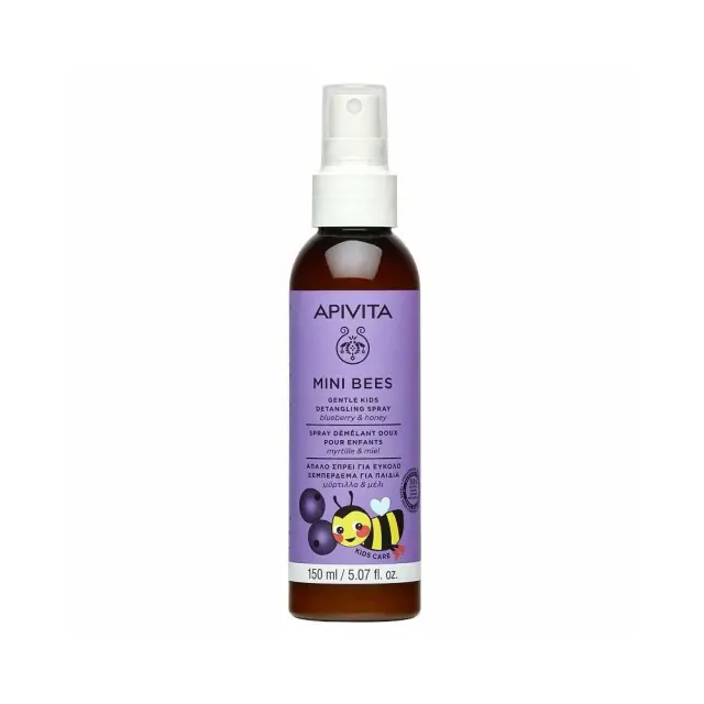 Apivita Mini Bees Gentle Kids Detangling Spray Απαλό Σπρέι για Ευκολο Ξεμπέρδεμα Μαλλιών με Μύρτιλλο και Μέλι, 150ml