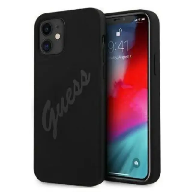 Guess Vintage Script Back Cover Πλαστικό Μαύρο (iPhone 12 mini)