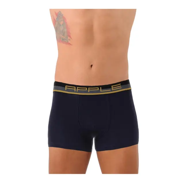 Apple Ανδρικό Boxer Ριγέ Δύο Χρώματα Navy Βάση, Χρώμα Χρυσό - S