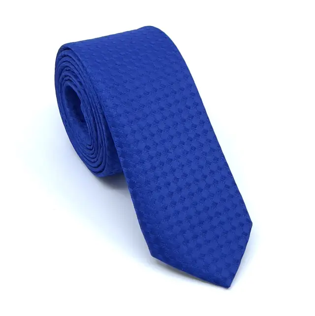 Μπλε Ρουά Ζακάρ Γραβάτα Microfiber Σετ με Μαντηλάκι