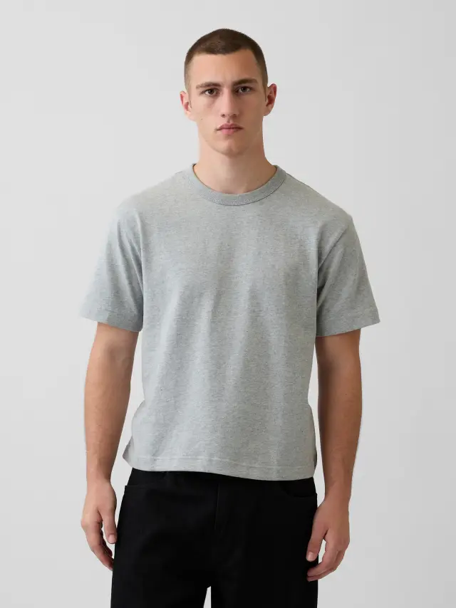 Ανδρική Μπλούζα Heavyweight Cropped Γραμμής Grey heather - M