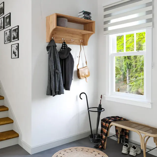 Κρεμάστρα Crosta pakoworld σε oak απόχρωση 80x28x40εκ 2