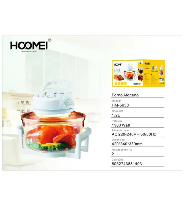 Hoomei HM-5930 Φουρνάκι Ρομπότ 12lt με Λάμπα Αλογόνου Λευκό 2