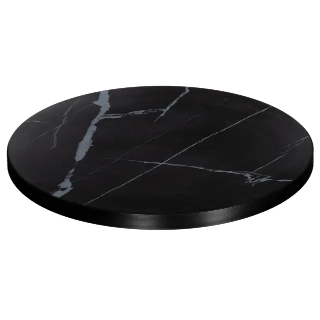 ΕΠΙΦΑΝΕΙΑ ΤΡΑΠΕΖΙΟΥ SINTERED STONE FB96653.03 BLACK MARBLE--ΠΛΑΙΣΙΟ ALU ΜΑΥΡΟ Φ70εκ.