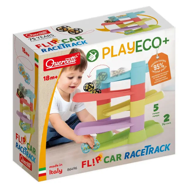 Quercetti Flip Car Race Track Eco Πίστα Κατρακύλας με 2 Αυτοκινητάκια (18+ μηνών) 86496