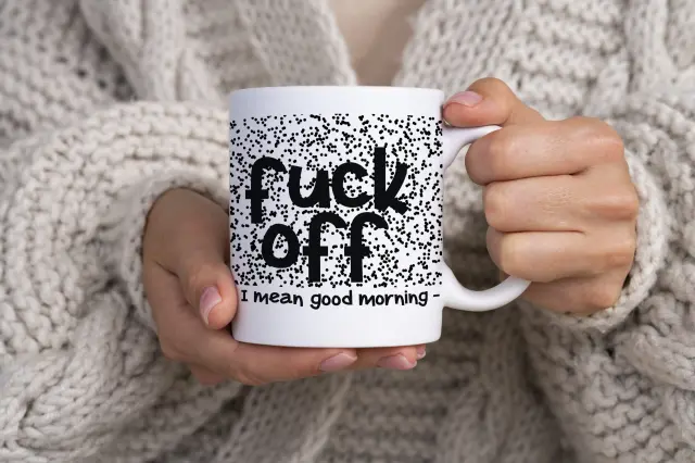 Κούπα κεραμική λευκή 325ml σχέδιο «fack off - i mean good morning »