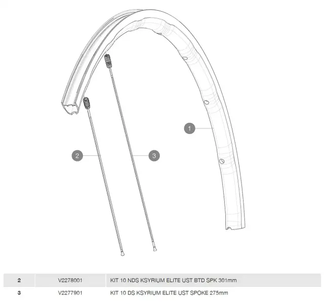 ΑΚΤΙΝΕΣ MAVIC KSYRIUM ELITE UST EXTRA FLAT 275mm DRIVE SIDE