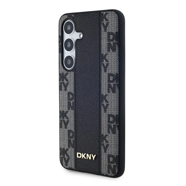 DKNY PU Leather Checkered Pattern Magsafe Case for Samsung Galaxy S24+ Black 3