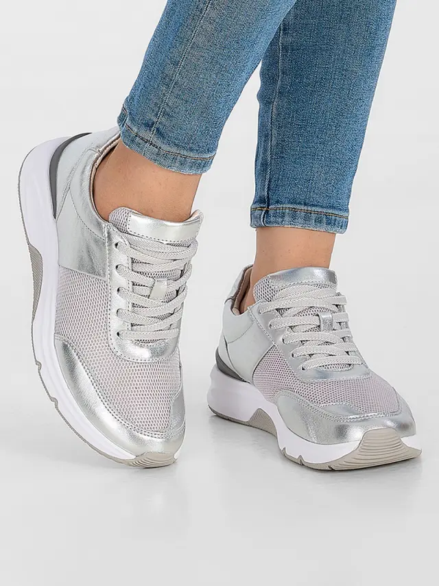 Gabor Sneakers Γυναικείο δέρμα/ύφασμα Ασημί GAB/86897 10-SILVER 2