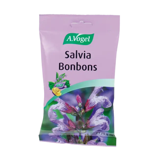 A.VOGEL Salvia bonbons Γεμιστές Καραμέλες με Φρέσκο Φασκόμηλο που Ανακουφίζουν τον Ερεθισμένο Λαιμό 75gr