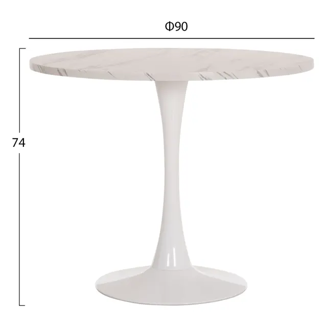 ΤΡΑΠΕΖΙ ΤΡΑΠΕΖΑΡΙΑΣ FB99421.11 ΣΤΡΟΓΓΥΛΟ WHITE MARBLE Φ90x74Υεκ. 2