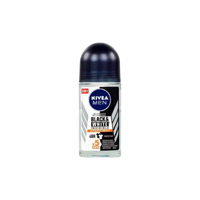 Nivea Men Deo Black & White Ultimate Impact Roll-on Αντρικό Αποσμητικό 48ωρης Προστασίας με 5σε1 Δράσεις, 50ml