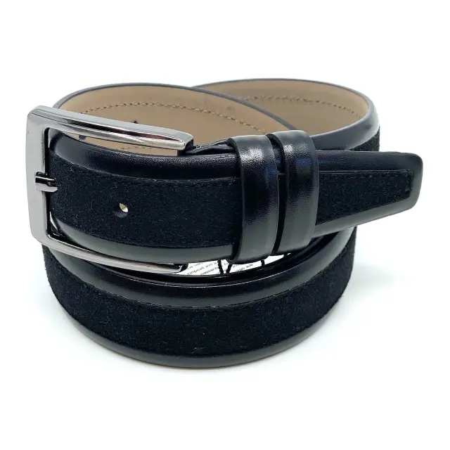 Μαύρη Ζώνη P.U. Leather Τύπου Suede 3,5 cm - 105cm