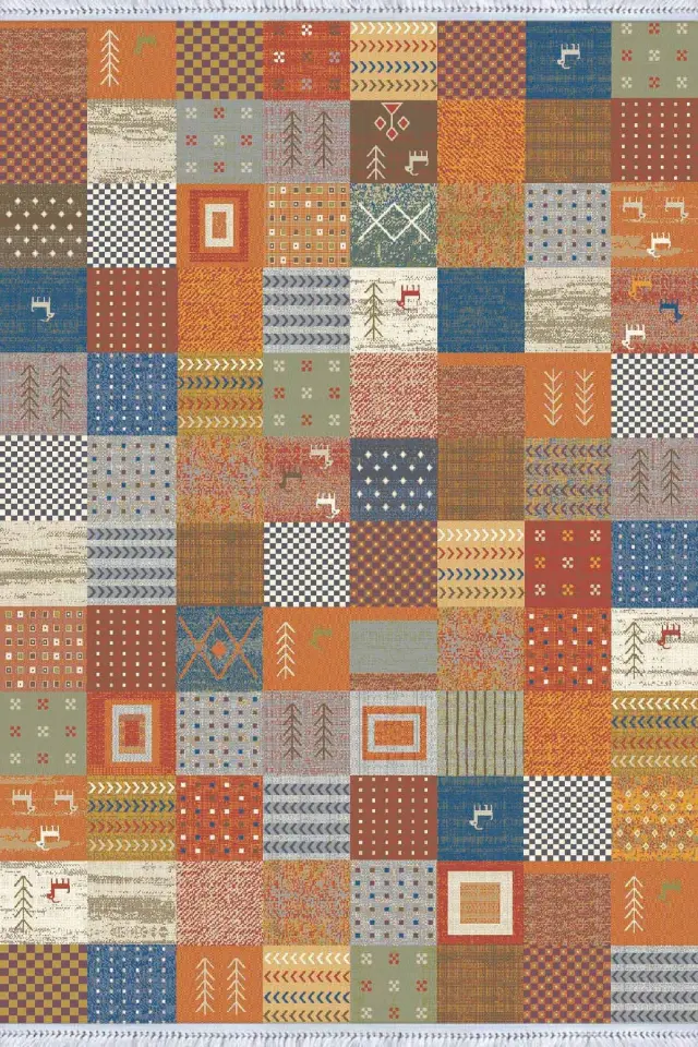 Stewehome Αθλητικό Υφαντό Χαλί Σαλονιού Patchwork Πολύχρωμο Αντιολισθητικό 100x200 cm 2
