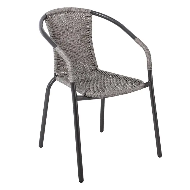 Πολυθρόνα BALENO Ανθρακί/Γκρι Μέταλλο/Wicker 53x58x77cm