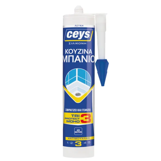 Σιλικόνη CEYS Λευκό Αντιμουχλική Τριπλής Δράσης Κουζίνα Μπάνιο 280ml