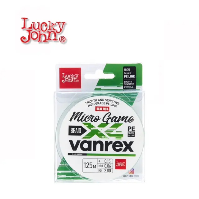 Νήμα Lucky John Vanrex X4 Micro Game Fluo Green 125m 0.08mm - PE 0.2
