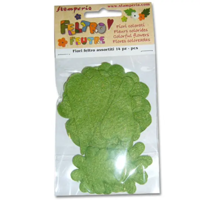 Λουλούδια Felt Διάφορα Σχήματα 2-4cm - Green Grass - 14τεμ
