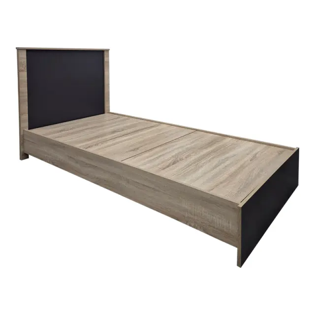 Κρεβάτι με στρώμα Athos Sleepy pakoworld sonoma ανθρακί 90x190εκ 2