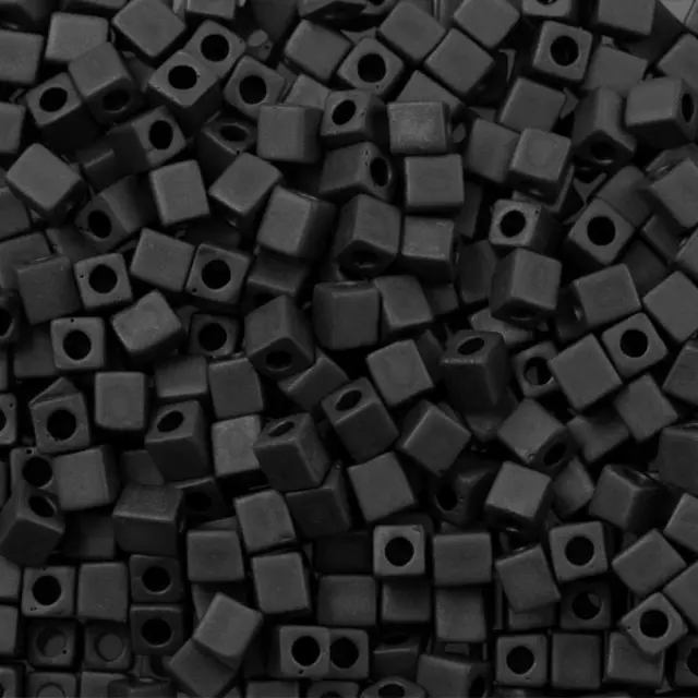 Χάντρα Miyuki Cube 4mm - 401F - Matte Opaque Black ~25gr