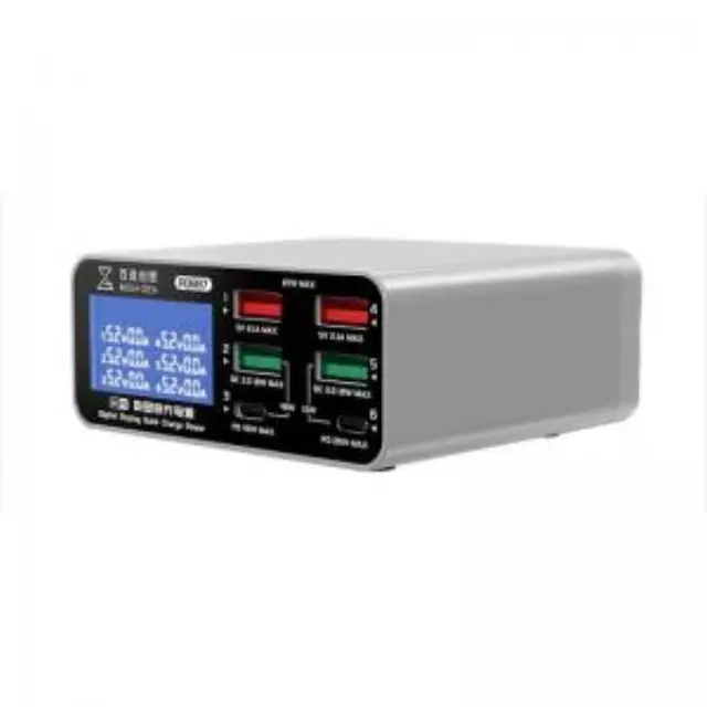 Πολυφορτιστής Πάγκου Service MEGA-IDEA PQ687 PD QC 87W με 6 Θύρες USB & Οθόνη Ενδείξεων N62210 2