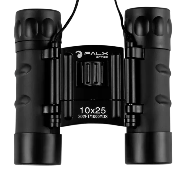 FALX Optics Compact 10x25mm Κιάλια Αναδιπλούμενα Roof BAK-7 Μαύρα