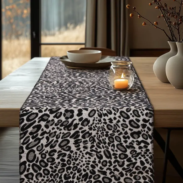 Beauty Home ΡΑΝΝΕΡ ΖΑΚΑΡ ΜΕ ΣΕΝΙΛ ΑΣΠΡΟ ΜΑΥΡΟ ΛΕΟΠΑΡ 32 cm x 2.5 m 2