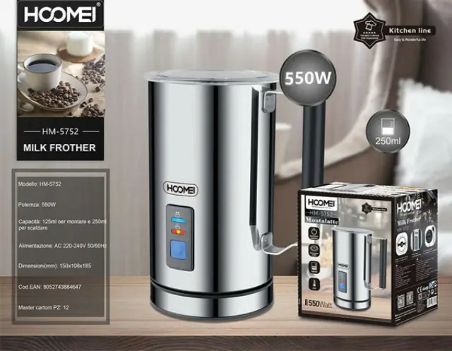 Hoomei HM-5752 Συσκευή για Αφρόγαλα 250ml Inox 2