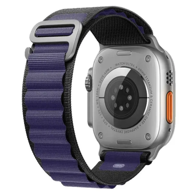 Nylon Λουράκι για Apple Watch 38/40/41/42(Series 10/11/12)mm – Black/ Dark Purple 2