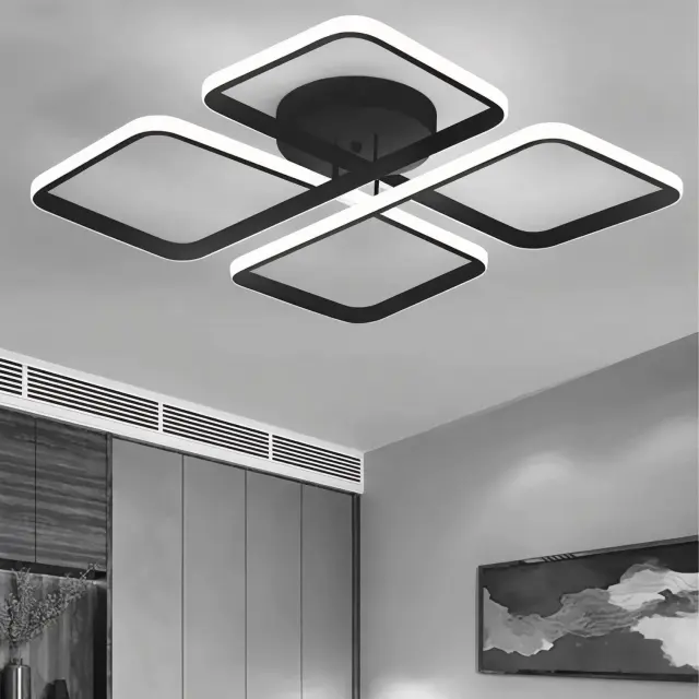 Stewehome Πλαφονιέρα Nova Μαύρη Μοντέρνα LED Λευκού Φωτισμού 50x10x10 cm
