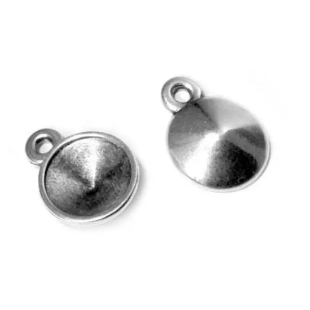 Καστόνι για Χάντρα Rivoli - 12mm Silver Antique - 5τεμ