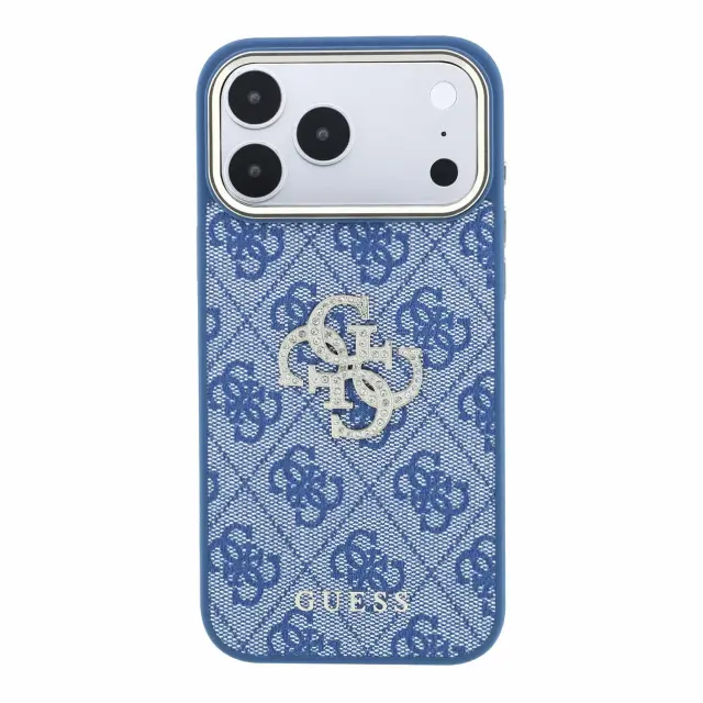 Guess PU 4G Strass Metal Logo Case for iPhone 18 Pro Blue 3