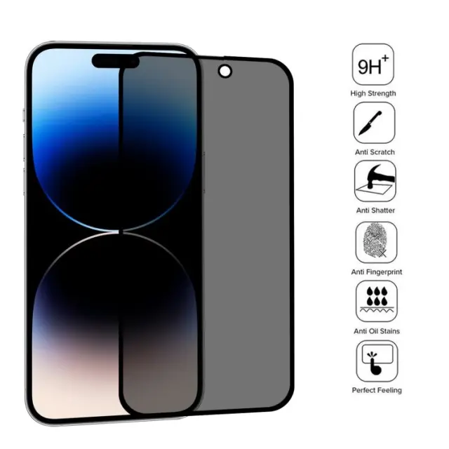 Privacy Tempered Glass για iPhone 14 Pro -Φιμέ Μαύρο Full Cover OEM