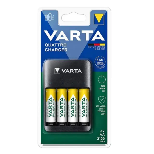 Φορτιστής Μπαταριών Varta έως 4 Μπαταρίες AA + 4 Μπαταρίες AA 2100 mAh N70267